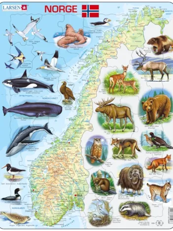Produit Puzzle Cadre - Carte de la Norvège avec ses Animaux (en Norvégien) Image