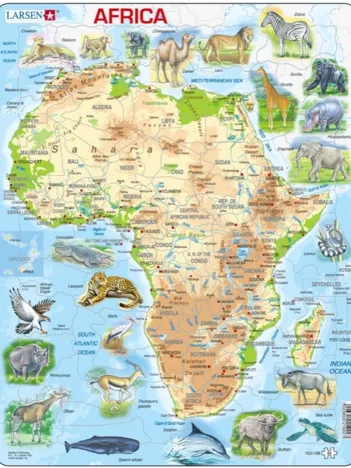 Produit Puzzle Cadre - Carte de l'Afrique et ses Animaux (en Anglais) Image