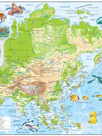 Produit Puzzle Cadre - Carte de l'Asie (en Anglais) Image