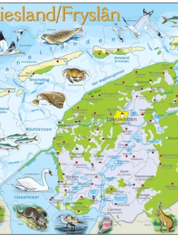 Produit Puzzle Cadre - Carte de la Province de Friesland, Pays-Bas et ses Animaux (en Hollandais) Image
