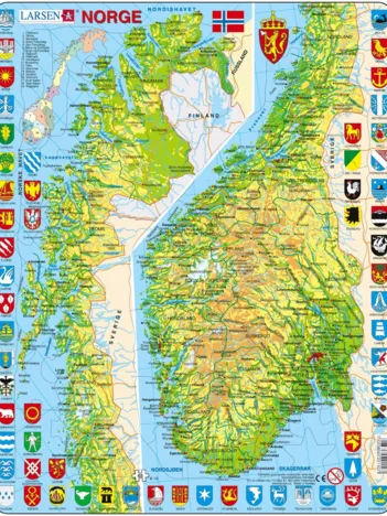 Produit Puzzle Cadre - Carte de la Norvège (en Norvégien) Image