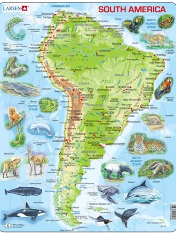 Produit Puzzle Cadre - Carte de l'Amérique du Sud (en Anglais) Image