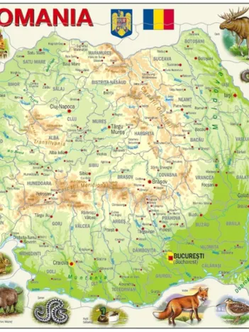 Produit Puzzle Cadre - Carte de la Roumanie (en Roumain) Image