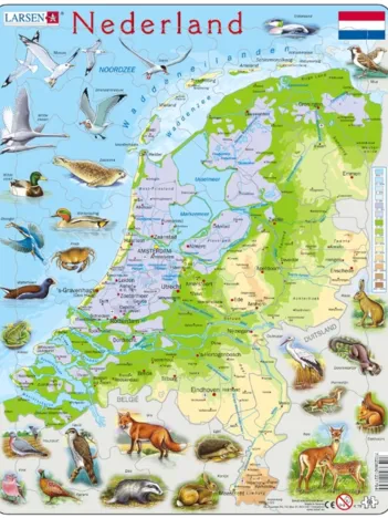 Produit Puzzle Cadre - Carte des Pays-Bas et ses Animaux (en Hollandais) Image