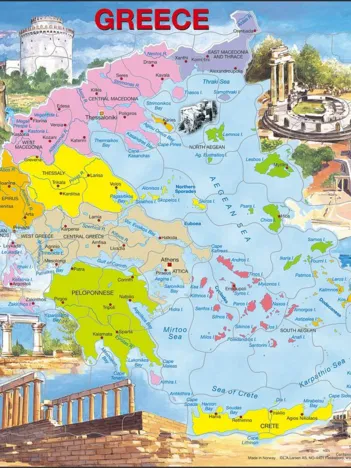 Produit Puzzle Cadre - Carte de la Grèce (en Anglais) Image