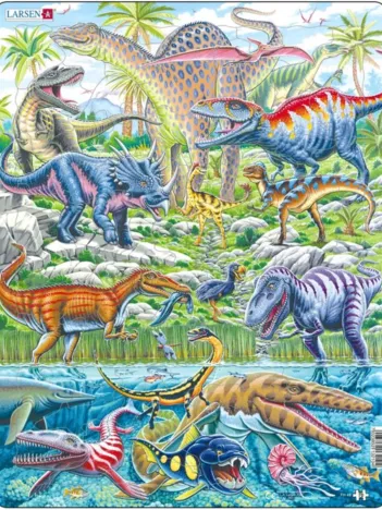 Produit Puzzle Cadre - Dinosaures qui Volent, Courent et Plongent Image