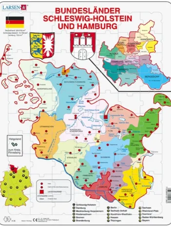 Produit Puzzle Cadre - Bundesland : Hamburg and Schleswig-Holstein (en Allemand) Image