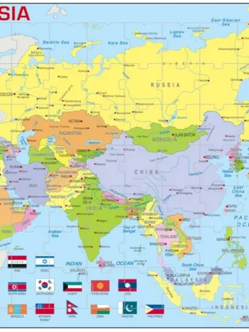 Produit Puzzle Cadre - Carte de l'Asie (en Anglais) Image