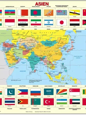 Produit Puzzle Cadre - Drapeaux d'Asie (en Allemand) Image