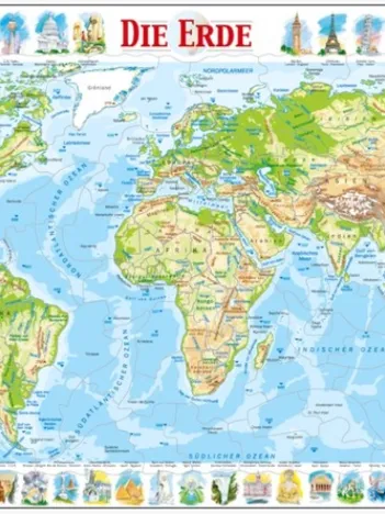 Produit Puzzle Cadre - Carte du Monde (en Allemand) Image