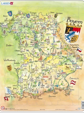 Produit Puzzle Cadre - Carte de la Bavière (en Allemand) Image