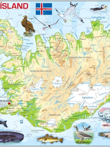 Produit Puzzle Cadre - Carte de l'Islande (en Islandais) Image