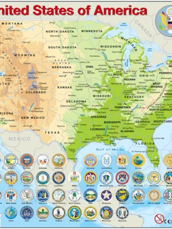 Produit Puzzle Cadre - Carte des Etats-Unis (en Anglais) Image