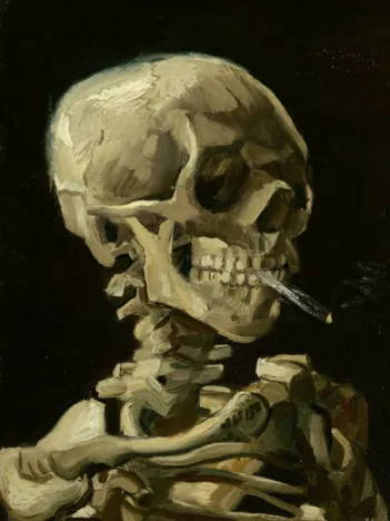 Produit Vincent Van Gogh - Crâne de squelette fumant une cigarette, 1885 Image