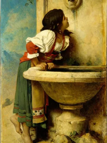 Produit Léon Bonnat : Fille Romaine à la Fontaine, 1875 Image