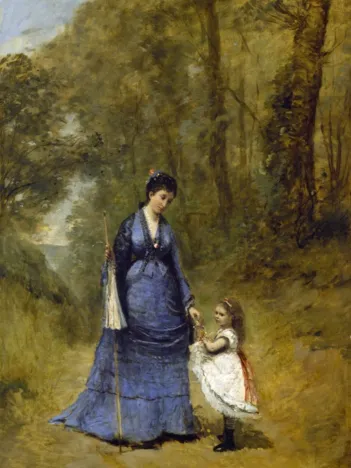 Produit Jean-Baptiste-Camille Corot : Madame Stumpf et sa fille, 1872 Image