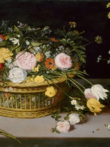 Produit Jan Brueghel - Flowers in a Basket and a Vase, 1615 Image