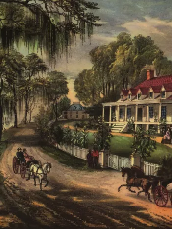 Produit Affiche Currier & Ives : Maison sur le Mississippi , 1871 Image