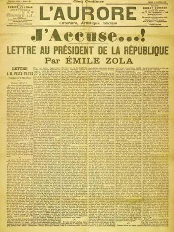 Produit Une de l'Aurore du 13 Janvier 1898 - Emile Zola : J'accuse...! Image