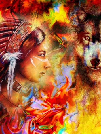 Produit La Femme Indienne et le Loup Image