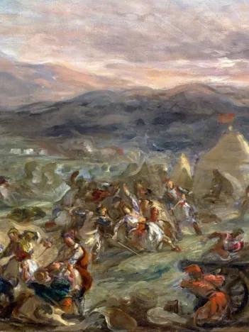 Produit Delacroix Eugène : Botzaris surprend le camp des turcs au lever du soleil, 1860-62 Image