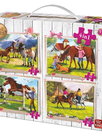 Produit 4 Puzzles - Girls & Horses Image