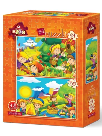 Produit 2 Puzzles - Automne - Printemps Image