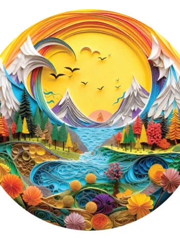 Produit Puzzle Rond - Paysage Papier Image
