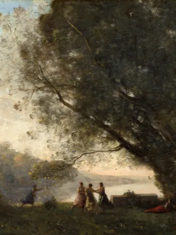Produit Jean-Baptiste-Camille Corot : Danse sous les Arbres au Bord du Lac, 1865-1870 Image