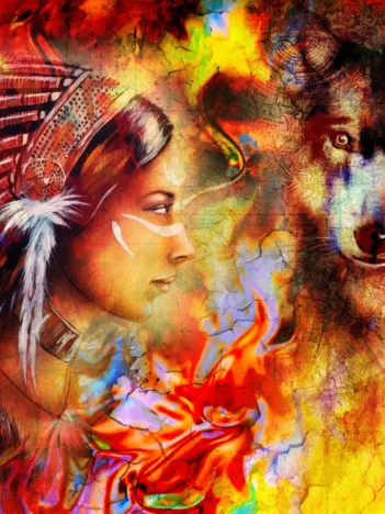 Produit La Femme Indienne et le Loup Image