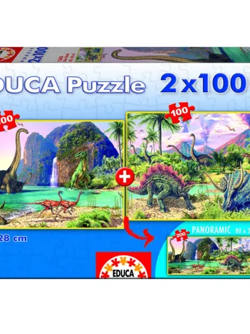 Produit 2 Puzzles - Panoramic Dino World Image