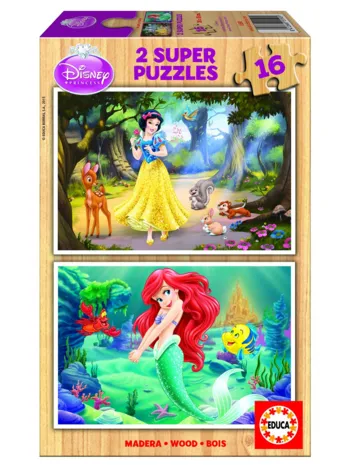 Produit 2 Puzzles en Bois - Princesses Disney : Ariel et Blanche-Neige Image