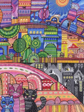 Produit Puzzle en Bois - Ville de Chats Image