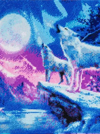 Produit Crystal Art - Kit Broderie Diamant - Loups Image
