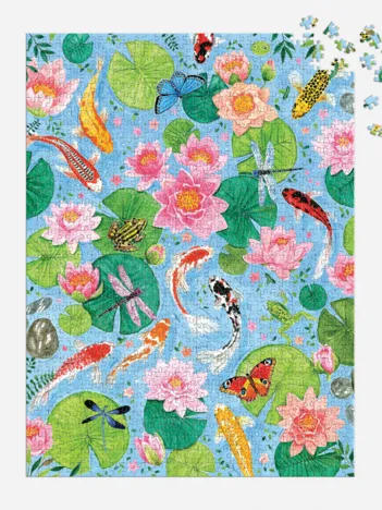 Produit Au Bord de l'Étang Koi - Puzzle de 1000 Pièces dans une Boîte Carrée Image