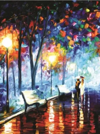 Produit Leonid Afremov : Marcher sous la Pluie Image