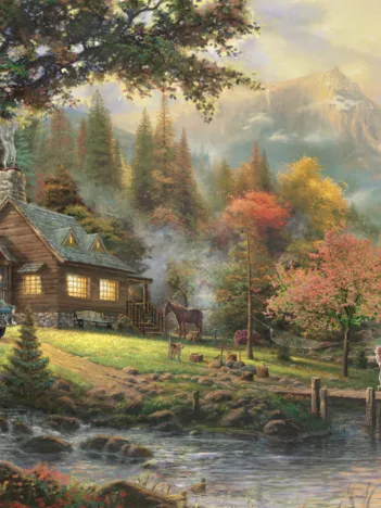 Produit Thomas Kinkade : Idylle au bord de la rivière Image