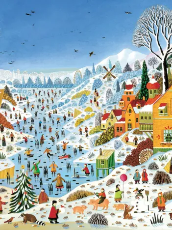 Produit Puzzle en Bois Découpé à la Main - Thomas - Scène Hivernale Au Toucans Image