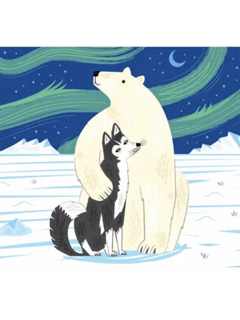 Produit Puzzle en Bois Découpé à la Main - L'Ours Et Le Husky Image