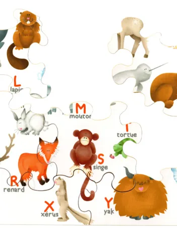 Produit Puzzle en Bois Découpé à la Main - L'Alphabet Des Animaux Image