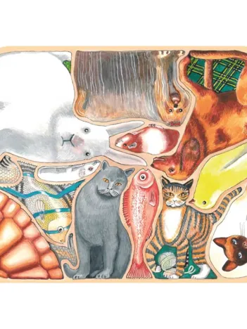 Produit Puzzle en Bois Découpé à la Main - Animaux Familiers En Folie Image