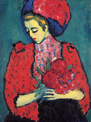 Produit Puzzle en Bois Découpé à la Main - Alexandre Von Jawlensky - Fille Aux Pivoines, 1919 Image