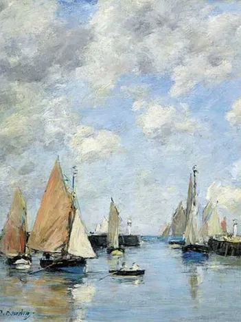 Produit Puzzle en Bois Découpé à la Main - Eugène Boudin : La Jetée À Marée Haute Image