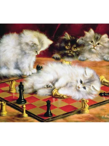 Produit Puzzle en Bois Découpé à la Main - Talboys : Les Chats À L'Échiquier Image