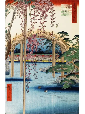 Produit Puzzle en Bois Découpé à la Main - Hiroshige - Sanctuaire Kameido Tenjin Image