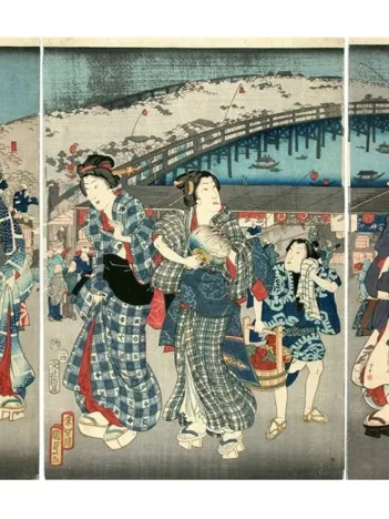 Produit Puzzle en Bois Découpé à la Main - Utagawa Kunisada - La Fraîcheur Du Soir Image