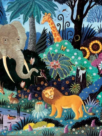 Produit Puzzle en Bois Découpé à la Main - Nuit Dans La Jungle Image