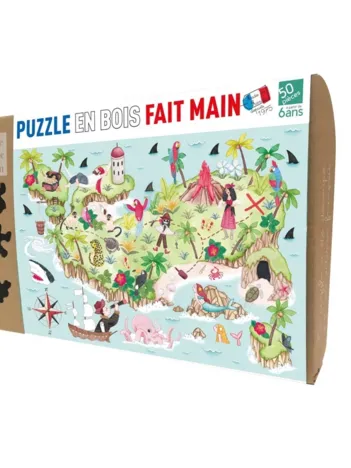 Produit Puzzle en Bois Découpé à la Main - Île Au Trésor Image