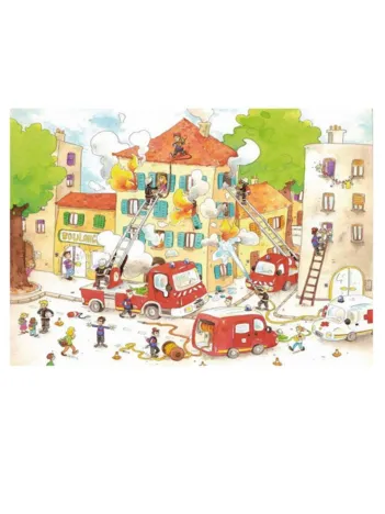 Produit Puzzle en Bois Découpé à la Main - Les Pompiers Image