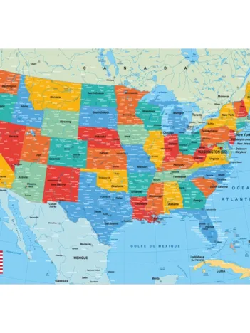 Produit Puzzle en Bois Découpé à la Main - Carte Des Etats-Unis Image